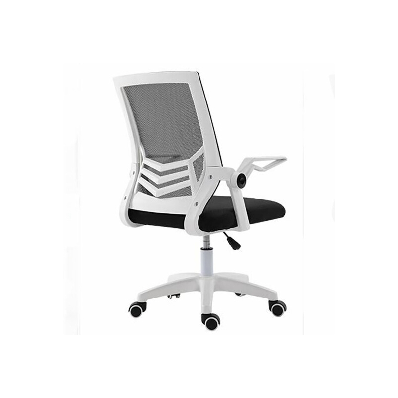 典元（DIANYUAN）办公椅子 扶手可折叠电脑椅 家用网布转椅职员椅 白框蓝网 尼龙脚（可折叠扶手）